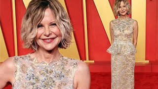 quotMeg Ryan Stuns in Gold Dress at Vanity Fair Oscars 2024 Partyquot [upl. by Enilesor287]