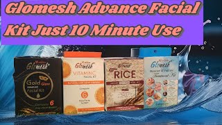 Glomesh Advance Whitening Facial Kit Rice  24k Gold Vitamin C Mani Padi  4 Different Variants [upl. by Aleedis88]