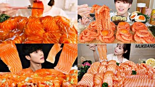 ASMR SALMON MUKBANG  Sashimi Sushi Noodles Salmon  Mukbang ASMR Compilation [upl. by Neehsar]