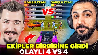 ROHAN VS BARIŞ G 😱 EKİPLER BİRBİRİNİ TAVALADI OLAYLI KAPIŞMA YOUTUBERLARLA 4 VS 4  PUBG MOBILE [upl. by Lledniw]