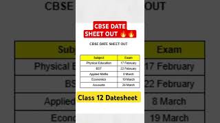 CBSE DATE SHEET 2025 Class 12  CBSE Latest News  Official Datesheet cbsedatesheet2025 [upl. by Asihtal]