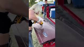 Signing a tail gate with an angle grinder [upl. by Yaya321]