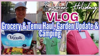 VLOG SCHOOL HOLIDAYS  GROCERY TEMU HAUL  GARDEN UPDATE amp CAMPING HOMEMAKING WITH HAMPTON NOTE [upl. by Ahteral]