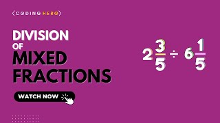 Division Of Mixed Fraction  How To Divide Mixed Fractions  Math In A Minute [upl. by Jenne838]