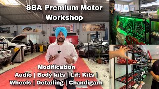 Modification Shop  Bodykits Liftkits Wheels PaintJob CarService SBA Premium Motors Chandigarh [upl. by Ahscrop]