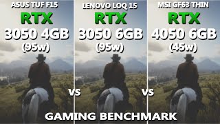 RTX 3050 4GB 95w vs 3050 6GB 95w vs 4050 6GB 45w Gaming Benchmark Test  Which one is good [upl. by Oal]