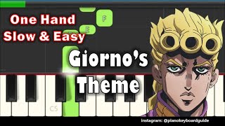 Giornos Theme One Hand Slow Easy Piano Tutorial [upl. by Ainak]