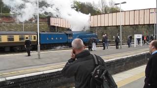 LNER Class A4 4464 Bittern pulls out of Sheffield station [upl. by Bertina]