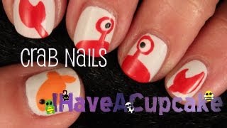 Simple Crab Nail Art  No Tools Needed [upl. by Fen]