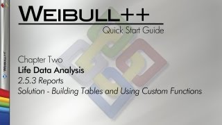 Weibull 8 Quick Start Guide Chapter 253 Building Tables and Using Custom Functions [upl. by Kcirrek426]