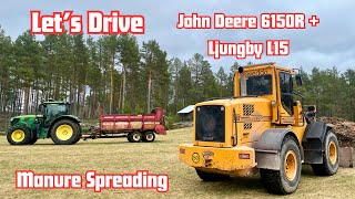 Cab View │ Spring Manure Spreading Ljungby L15  John Deere 6150R [upl. by Brenda]