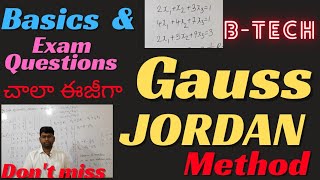 gauss Jordan methodbtechm1exam question amp basics btech btechmaths matrices gaussjordanmethod [upl. by Didier60]