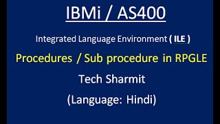 IBMi AS400  ILE Concepts  How to create procedure in rpgle [upl. by Flowers]