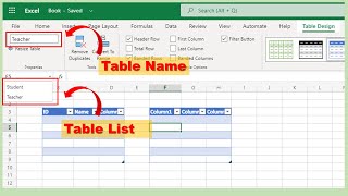 MS 365 how to insert a table name the table in excel and find the list of the table within excel [upl. by Chisholm]