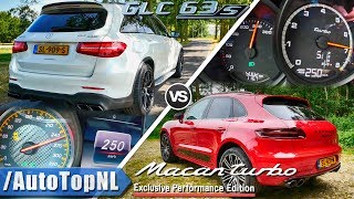 Porsche Macan Turbo vs GLC 63 S AMG  0250kmh ACCELERATION amp TOP SPEED Exhaust SOUND by AutoTopNL [upl. by Croft797]