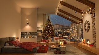 Christmas Jazz Refuge – 4K Cozy Bedroom with Fireplace Glow Holiday Lights and Soothing Tunes 🎄🔥 [upl. by Downey]