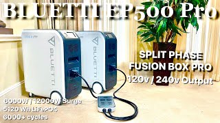 BLUETTI EP500 Pro  6000W 10240Wh  120V  240V Split Phase Fusion Box  Whole Home Solar Generator [upl. by Melan]