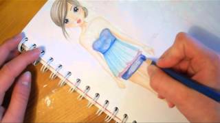 How to draw TOPModel 22 Kleid Schuhe Accessoires [upl. by Ahsilif10]