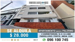 En Alquiler Apartamento 2 Dormitorio  Parrillero  Palermo [upl. by Merchant]