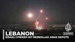 Israeli strikes hit Hezbollah arms depots in Lebanon sparking fears of escalating conflict [upl. by Abehshtab203]