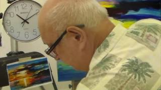 Artist Leonid Afremov making copy of Sailing with the Sun 2 in less than 30 minutes [upl. by Allan]