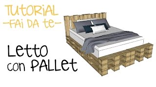 PROGETTARE LETTO CON PALLET  progetto con bancali fai da te tutorial pallet [upl. by Thgirw]