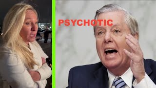 Marjorie Taylor Greene Calls Lindsay Graham quotPSYCHOTICquot Over Calls for War with Iran [upl. by Tnerb231]