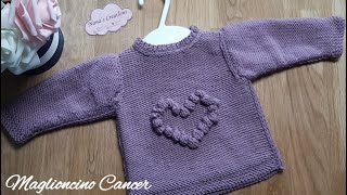 Maglione bambino Cancer ai ferri  Knitted baby sweater  Jersey de punto para bebé [upl. by Ahsieker]