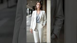 Tailored White Suit with Relaxed Fit Open Collar Shirt fashion stylebook beauty [upl. by Bernelle]