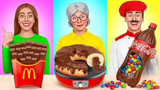 Me vs Grandma Cooking Challenge  Chocolate Food Challenge by Multi DO [upl. by Jelle]