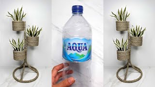 Waste material craft ideas easy with plastic bottle  Best out of waste  Pot bunga botol plastik [upl. by Nihsfa]