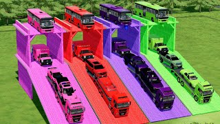 TRANSPORTING PIXAR CARS amp FRUITS WITH COLORED amp JOHN DEERE vs CLAAS vs TRACTORS  BeamNGdrive 962 [upl. by Anelas]