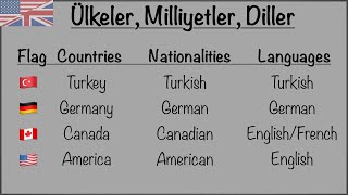 İngilizce Ülkeler  Milliyetler  Diller  Pratik [upl. by Ayoral89]