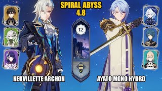 F2P Neuvillette Archon amp Ayato Mono Hydro  Spiral Abyss 48  Floor 12  Genshin Impact [upl. by Lanrev]