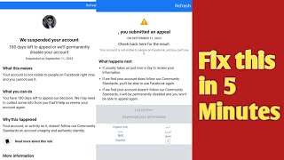 We Suspended Your Facebook account 180 Days left to Appeal Disable your account Problem slove⚠️ [upl. by Stacey]