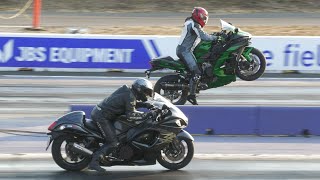 Ninja H2 SX vs Hayabusa  superbikes drag racing [upl. by Sale]