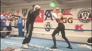 TIMING amp SPEED  MIKAELA MAYER COMPLETE PAD SESSION AS SHE GETS SET TO FEATURE ON VALDEZ v QUIGG [upl. by Eittam]