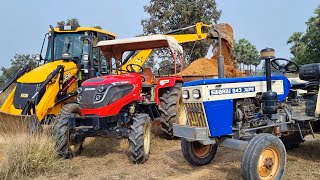 Jcb 3dx Eco Backhoe Loader Machine Loading Red Mud In Mahindra and Swaraj Tractor  Jcb and Tractor [upl. by Yvette790]