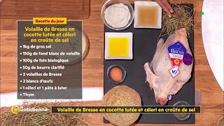 Coup dfood  la volaille de Bresse en cocotte lutée avec du céleri en croûte de sel [upl. by Ydaj]