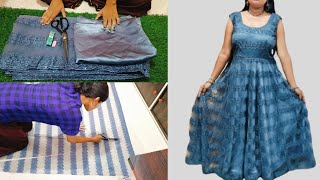 how to cut amp stitch sleeveless anarkali kurti  anarkali sleeveless kurti cutting or stitching [upl. by Anaiad]