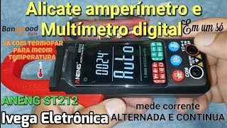 Aneng ST212 Alicate amperímetro Multímetro digital e Termômetro tudo em um só [upl. by Tabb882]