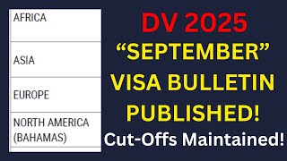 DV 2025 Visa Bulletin Published All CutOffs Maintained [upl. by Lig537]