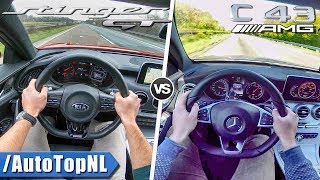 C43 AMG vs Kia Stinger GT  ACCELERATION TOP SPEED amp AUTOBAHN POV by AutoTopNL [upl. by Aehsila]