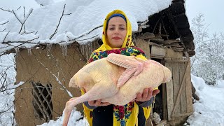 1 hour of Cooking Chicken and Turkey in Snowy Weather of Village [upl. by Nivre]