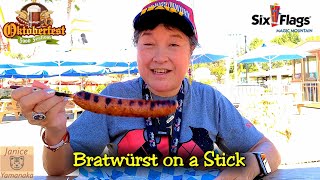 2023 Six Flags Oktoberfest Food Festival Bratwurst on a Stick sfmm mysixflags [upl. by Karim807]