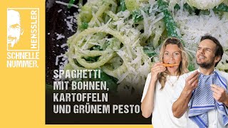 Schnelles Spaghetti mit Bohnen Kartoffeln und grünem Pesto Rezept von Steffen Henssler [upl. by Ellatsyrc118]