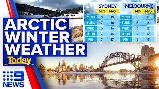 Coldest week of 2023 to hit Australia’s southeast  9 News Australia [upl. by Hadihahs]