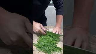 How to cut garlic leaves amp Vegetables Cutting Activity tricks [upl. by Enorahs]