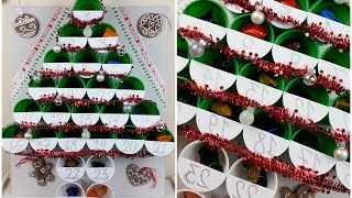 TUTORIAL CALENDARIO dellAVVENTOALBERO di NATALE con BICCHIERI DIY [upl. by Biddle]