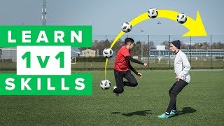 LEARN 5 COOL 1 v 1 FOOTBALL SKILLS [upl. by Lenroc]